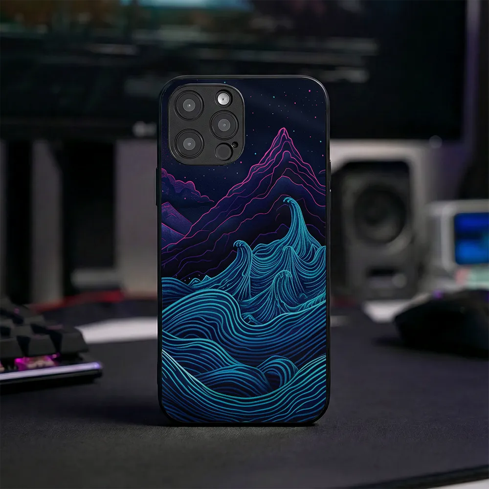 Etui szklane Retrowave Mountains